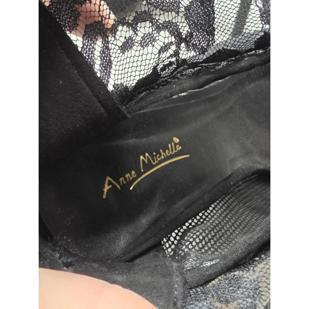 Black Lace Bootie Anne Michelle Womens Size 11 Mesh Peep Toe Whimsigoth Romantic